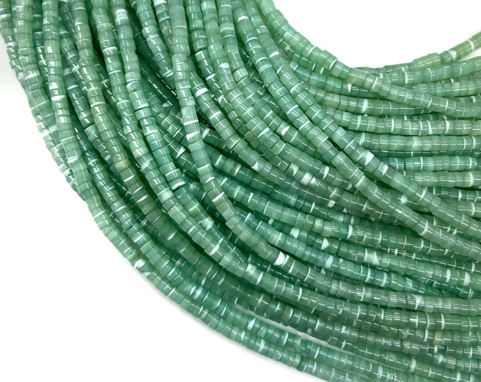 Бусины Перламутр гладкий глянцевый цвет зеленый размер 4*2мм
