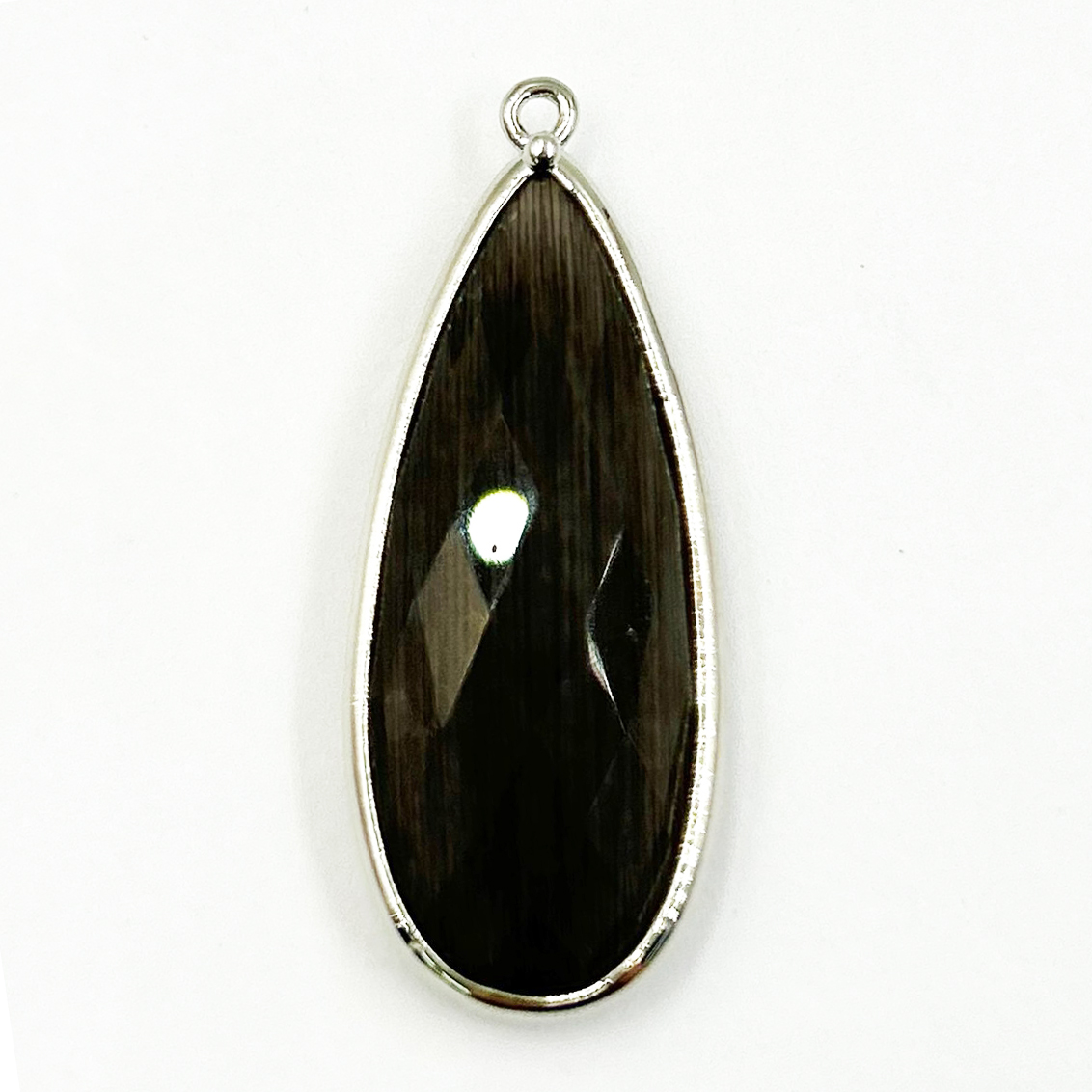 Кулон с черным агатом размер 15*37мм цвет серебро