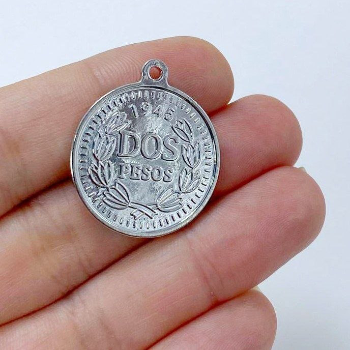 Подвеска монета цвет серебро размер 25мм
