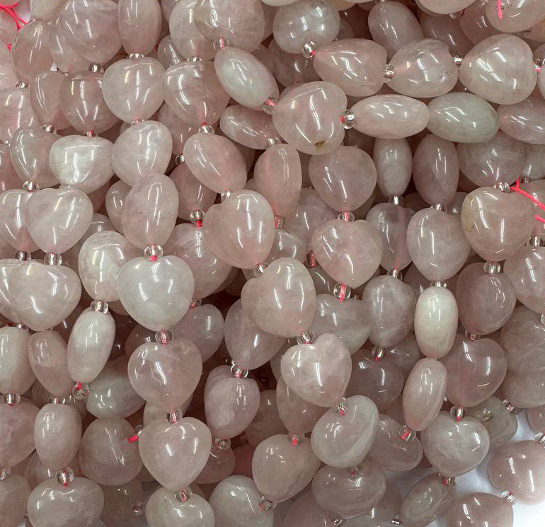 Кварц розовый сердечки глянцевые гладкие размеры 16мм 18мм натуральный камень